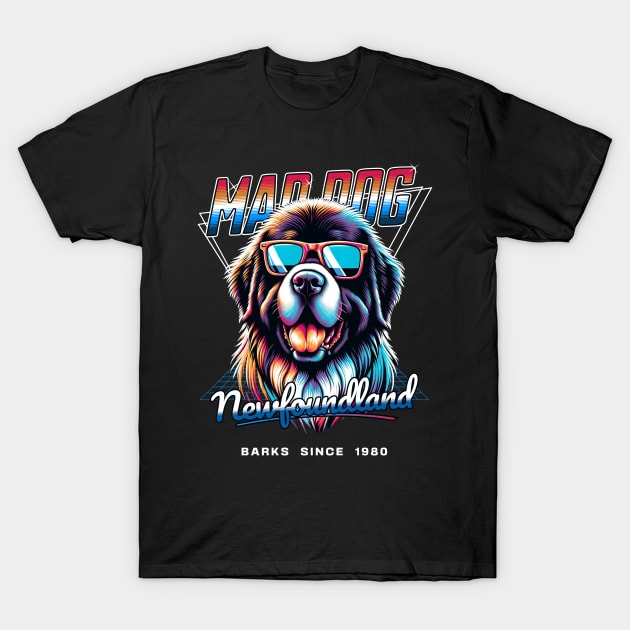 Mad Dog Newfoundland Dog T-Shirt by Miami Neon Designs